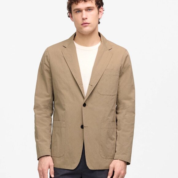 NWT Madewell Unstructured Three-Button Blazer in Cotton Blend Desert Taupe - Picture 2 of 3